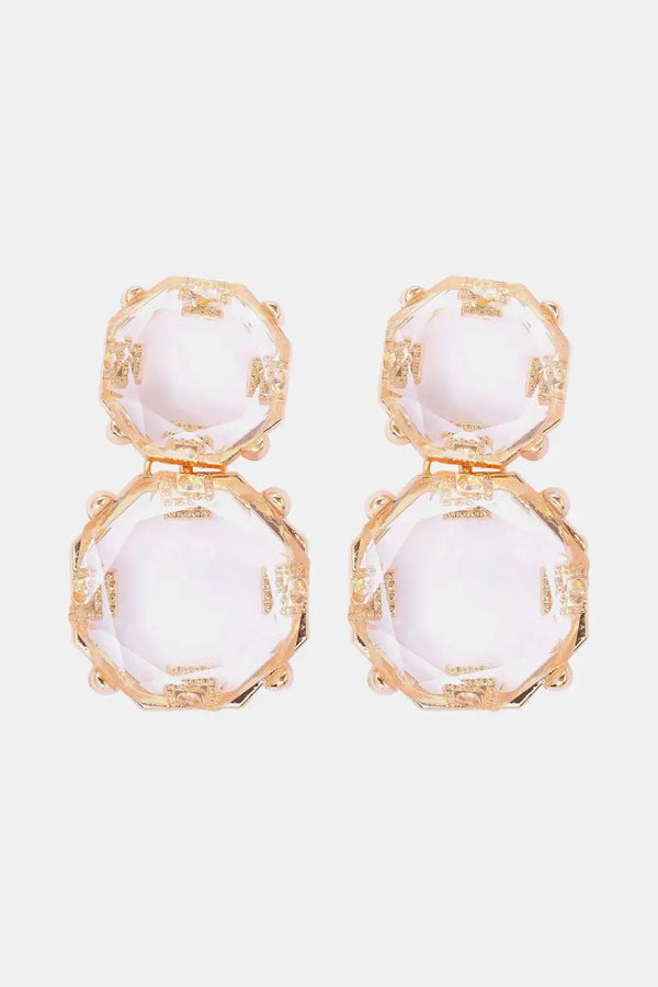 Lovcia Geometrical Shape Zinc Alloy Frame Dangle Earrings-Earrings-Transparent-One Size-Transparent