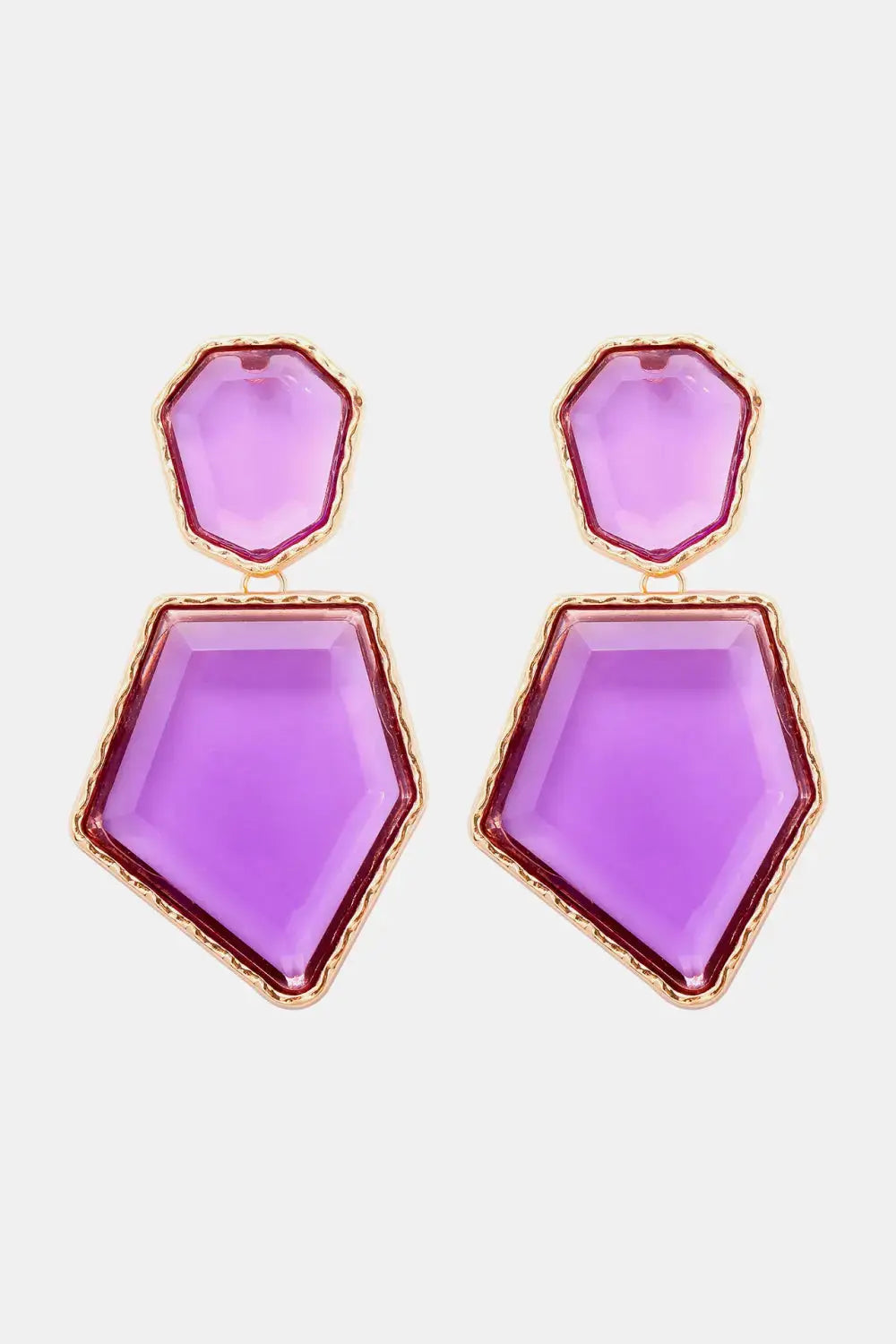 Lovcia Geometrical Shape Zinc Alloy Frame Resin Dangle Earrings-Earrings-Heliotrope Purple-One Size-Heliotrope Purple