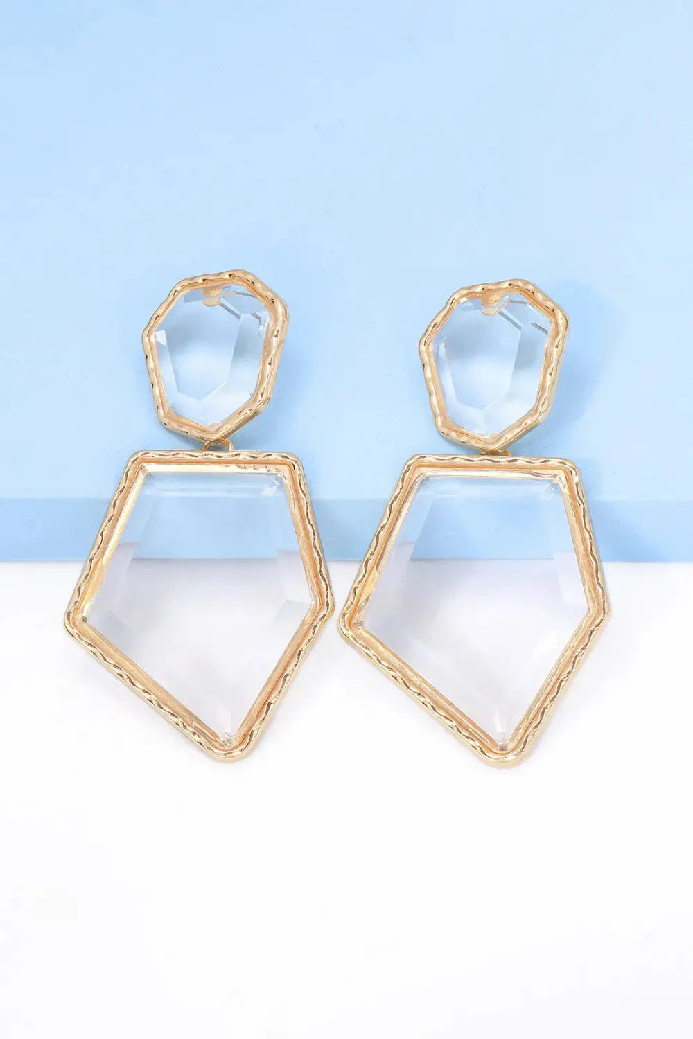 Lovcia Geometrical Shape Zinc Alloy Frame Resin Dangle Earrings-Earrings-Pastel Blue-One Size-Pastel Blue