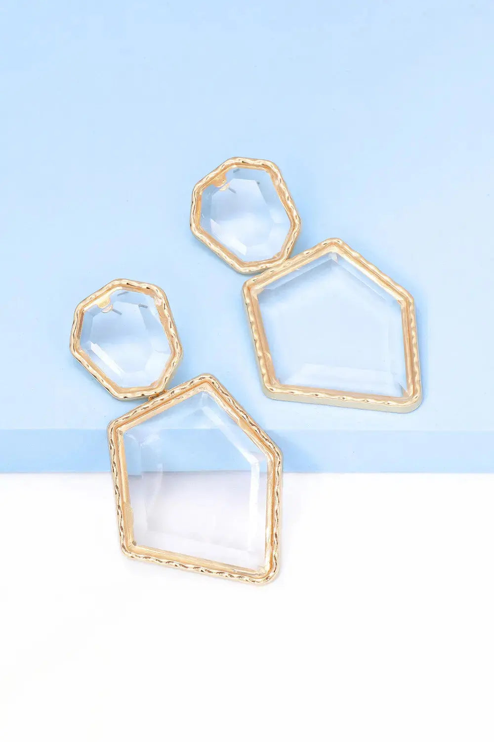 Lovcia Geometrical Shape Zinc Alloy Frame Resin Dangle Earrings-Earrings-Pastel Blue-One Size-Pastel Blue