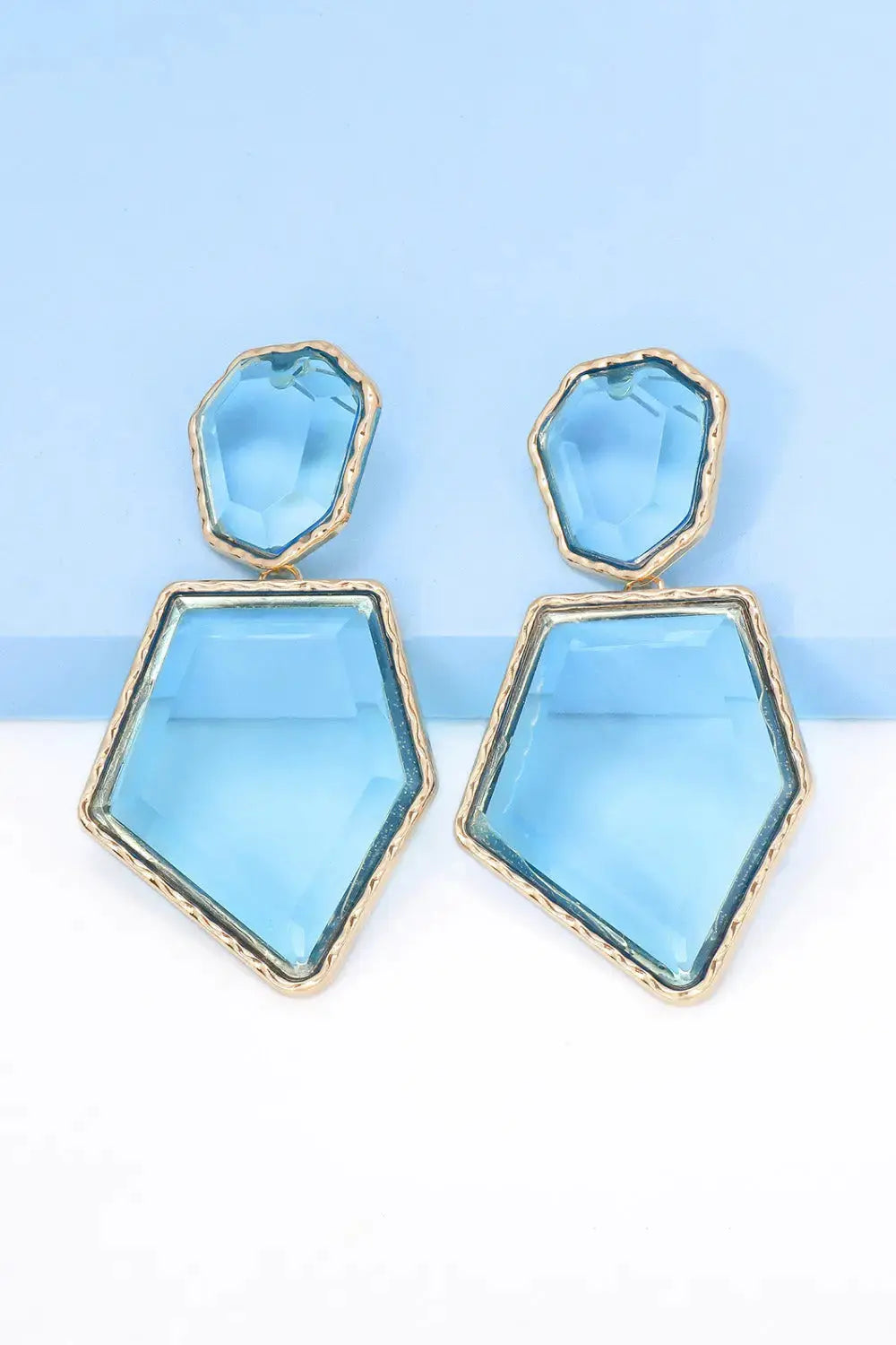 Lovcia Geometrical Shape Zinc Alloy Frame Resin Dangle Earrings-Earrings-Pastel Blue-One Size-Pastel Blue