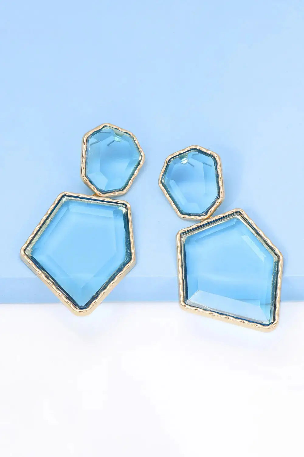 Lovcia Geometrical Shape Zinc Alloy Frame Resin Dangle Earrings-Earrings-Pastel Blue-One Size-Pastel Blue