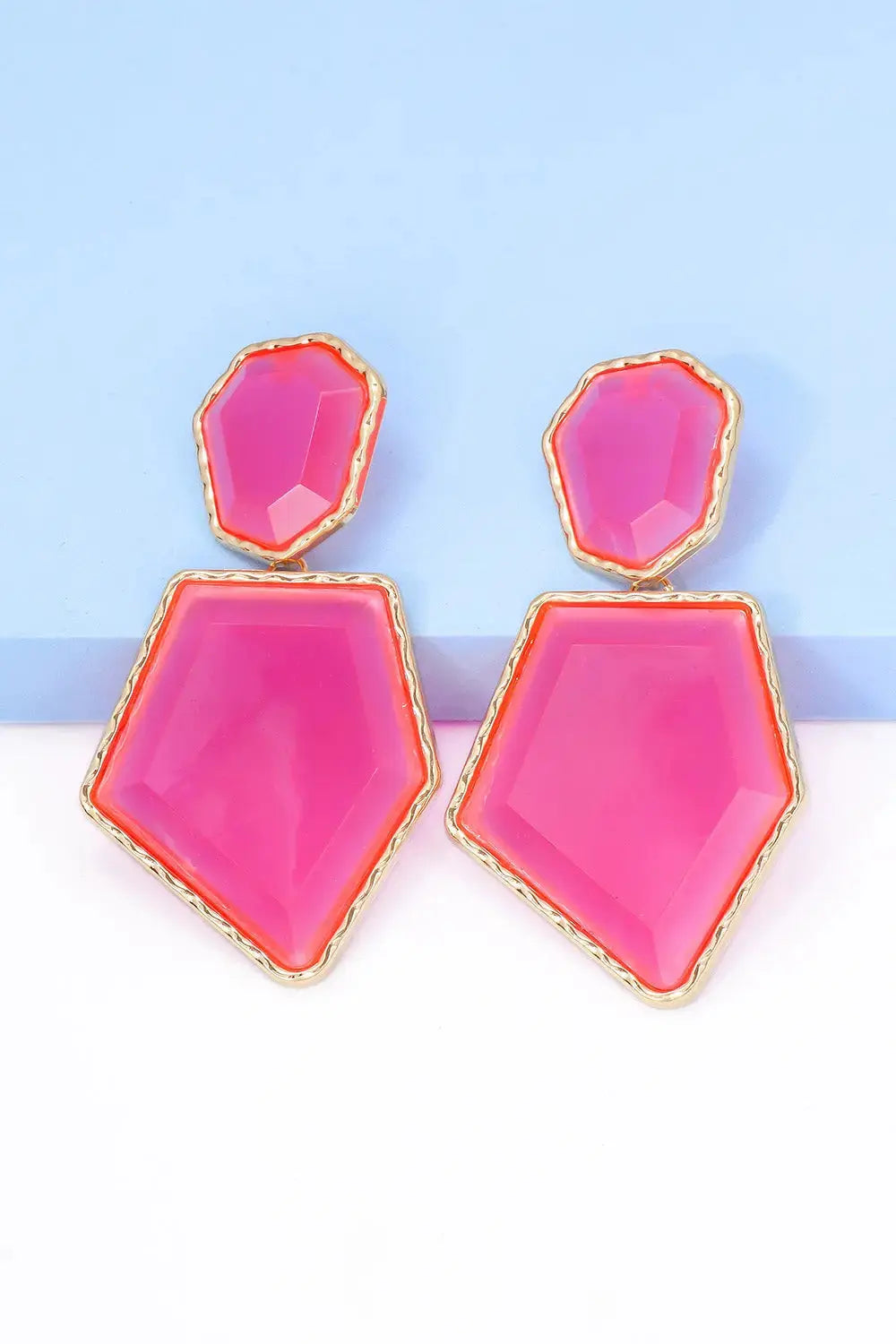 Lovcia Geometrical Shape Zinc Alloy Frame Resin Dangle Earrings-Earrings-Pastel Blue-One Size-Pastel Blue