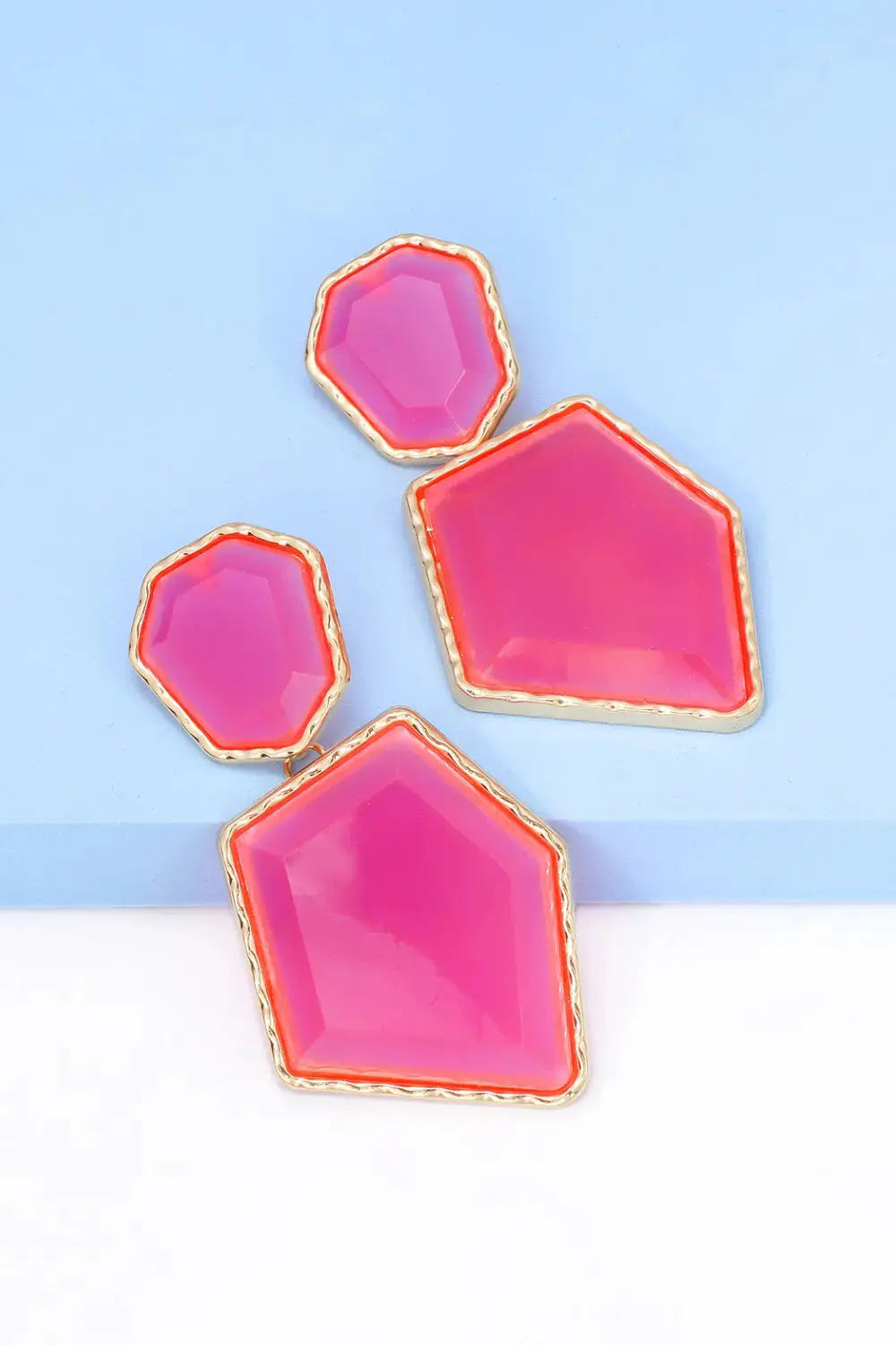 Lovcia Geometrical Shape Zinc Alloy Frame Resin Dangle Earrings-Earrings-Pastel Blue-One Size-Pastel Blue
