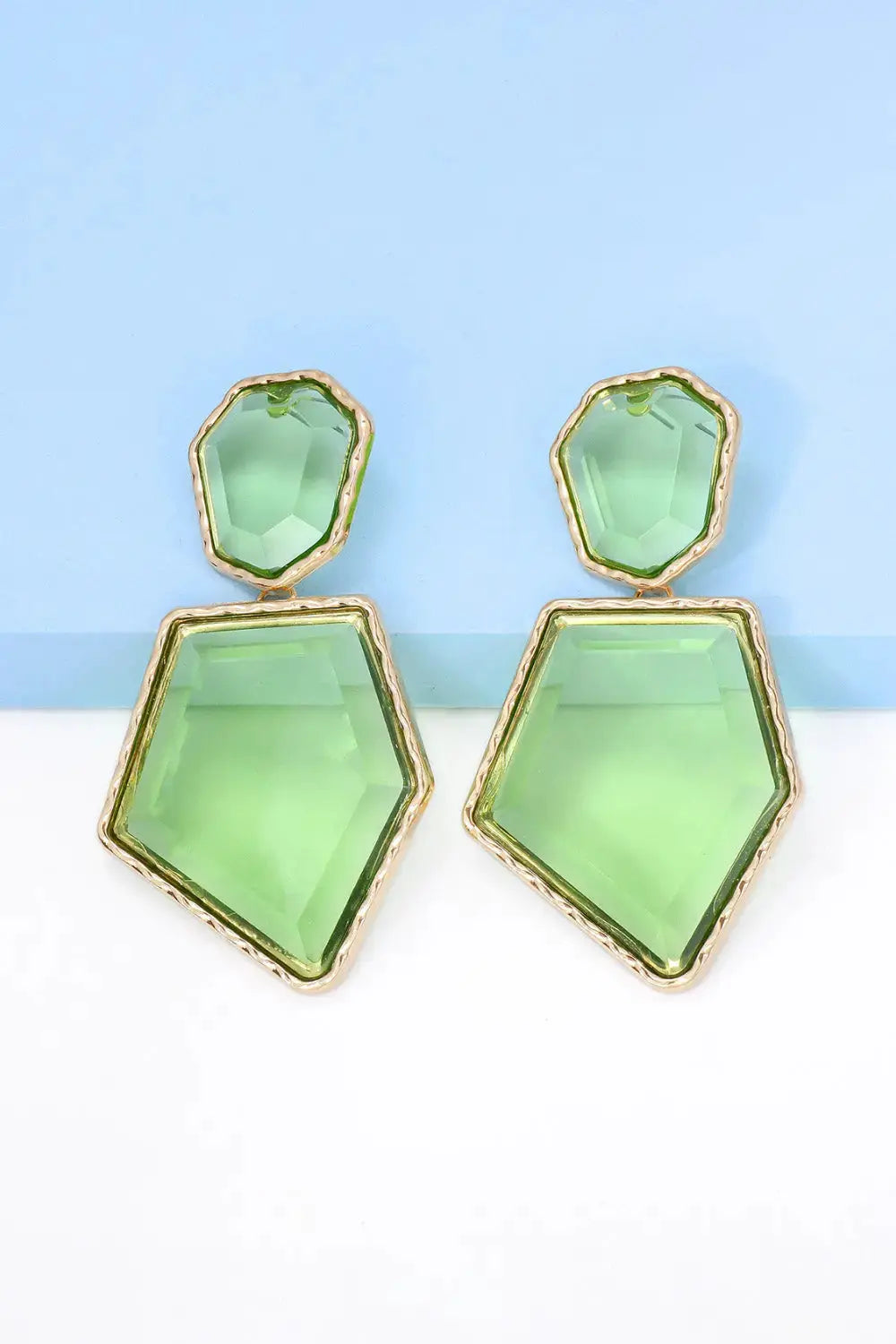 Lovcia Geometrical Shape Zinc Alloy Frame Resin Dangle Earrings-Earrings-Pastel Blue-One Size-Pastel Blue