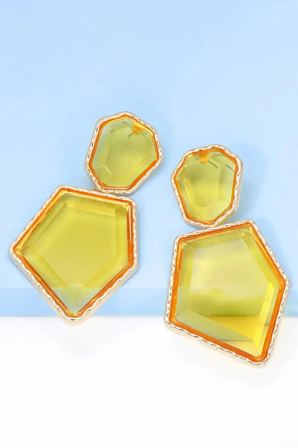 Lovcia Geometrical Shape Zinc Alloy Frame Resin Dangle Earrings-Earrings-Pastel Blue-One Size-Pastel Blue