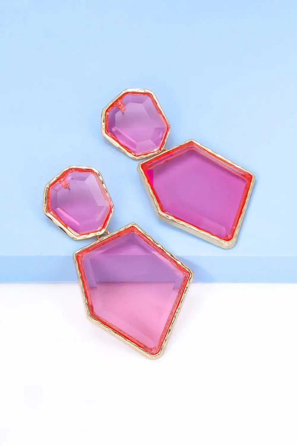 Lovcia Geometrical Shape Zinc Alloy Frame Resin Dangle Earrings-Earrings-Pastel Blue-One Size-Pastel Blue
