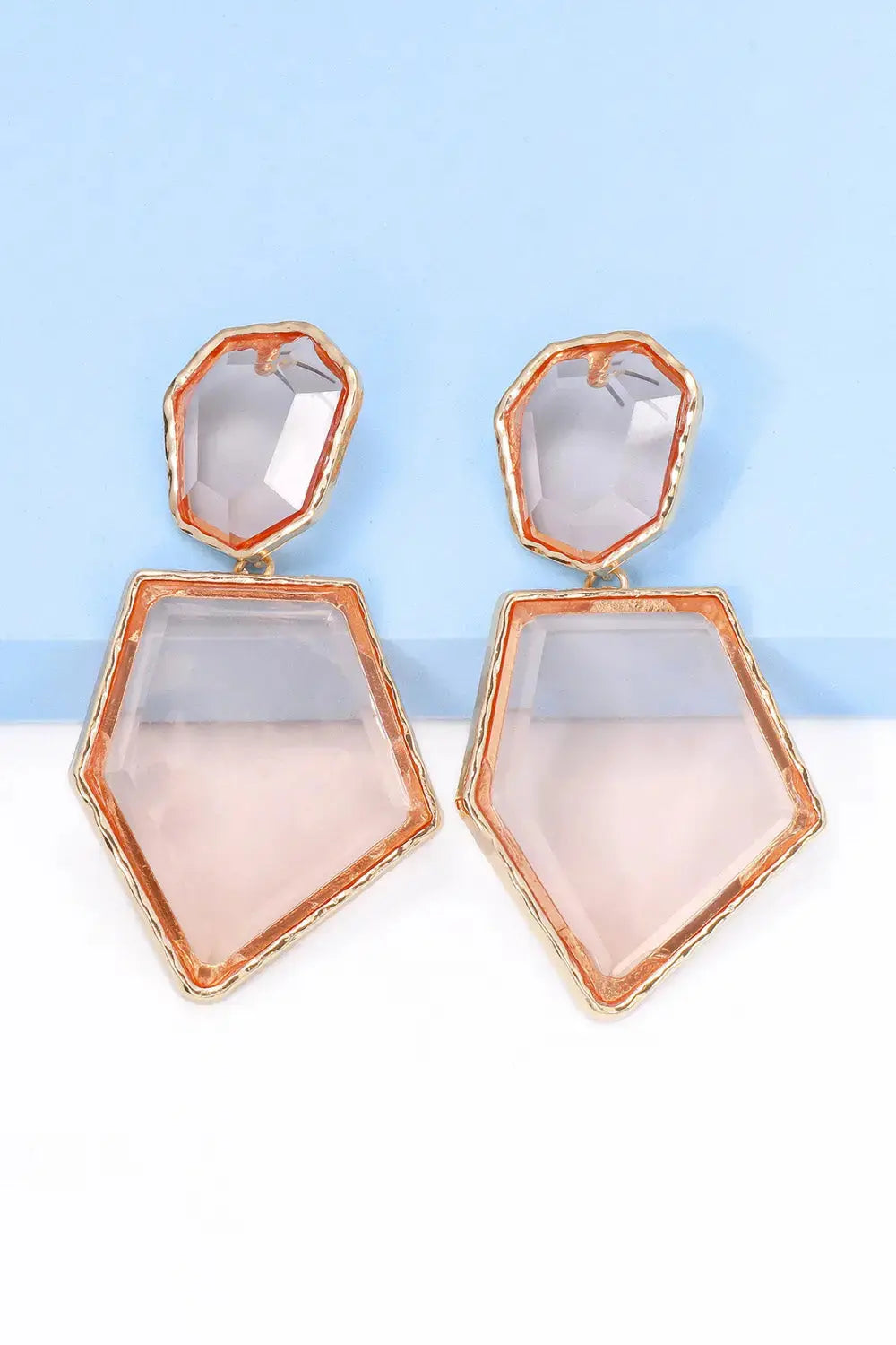 Lovcia Geometrical Shape Zinc Alloy Frame Resin Dangle Earrings-Earrings-Pastel Blue-One Size-Pastel Blue