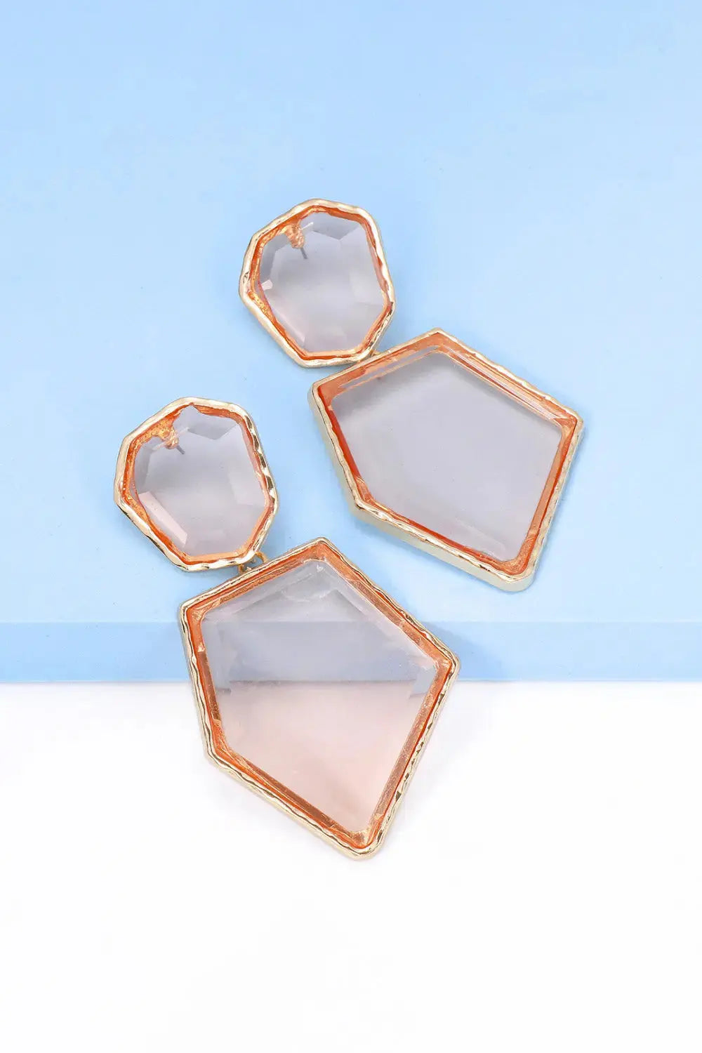 Lovcia Geometrical Shape Zinc Alloy Frame Resin Dangle Earrings-Earrings-Pastel Blue-One Size-Pastel Blue