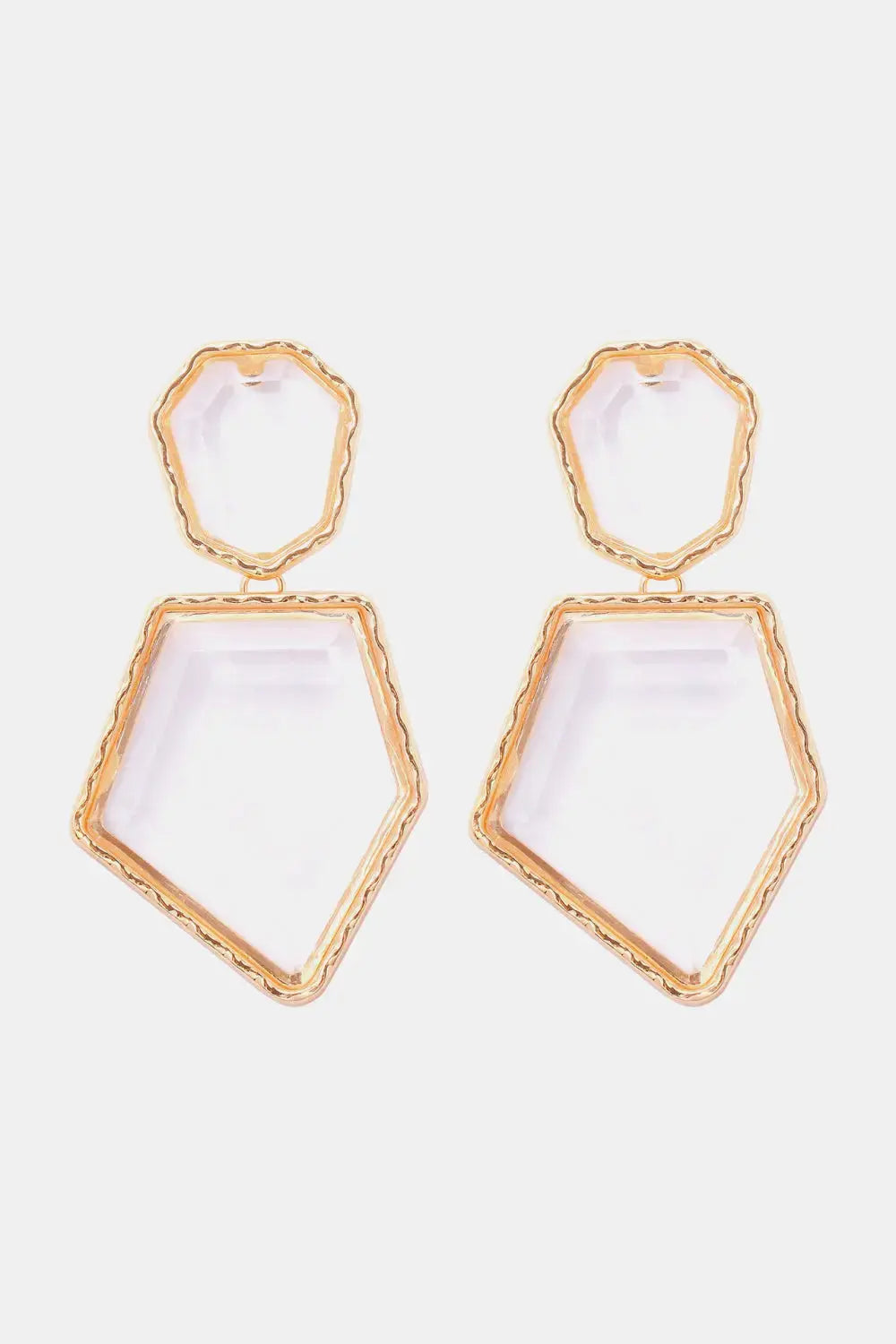 Lovcia Geometrical Shape Zinc Alloy Frame Resin Dangle Earrings-Earrings-White-One Size-White
