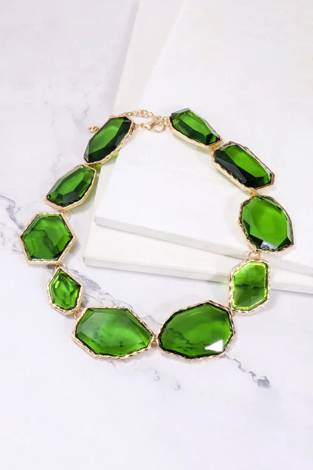 Lovcia Geometrical Shape Zinc Alloy Frame Resin Necklace-Necklaces-Black-One Size-Black
