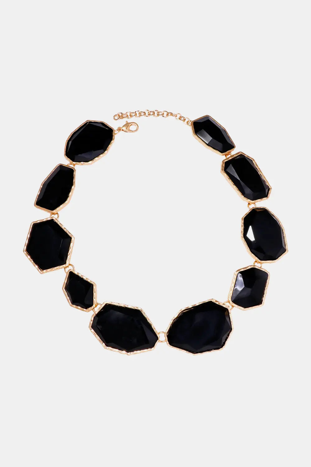 Lovcia Geometrical Shape Zinc Alloy Frame Resin Necklace-Necklaces-Black-One Size-Black