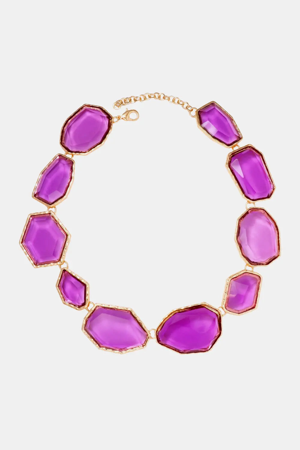Lovcia Geometrical Shape Zinc Alloy Frame Resin Necklace-Necklaces-Lavender-One Size-Lavender
