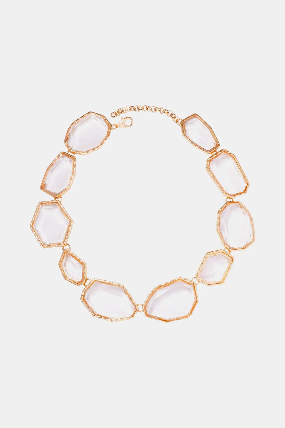 Lovcia Geometrical Shape Zinc Alloy Frame Resin Necklace-Necklaces-White-One Size-White
