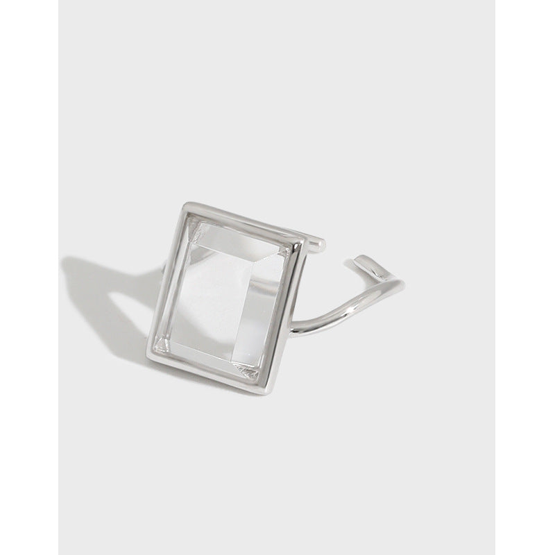 Lovcia Geometry Baguette Crystal Adjustable Ring Gold Tone-Rings-Yellow Gold-Yellow Gold