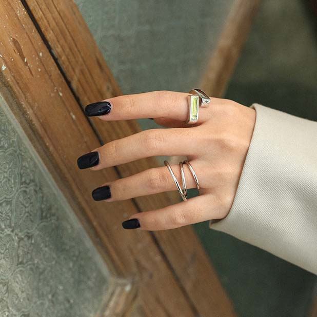 Lovcia Geometry Cross Adjustable Ring Gold Plated 925-Rings-Yellow Gold-Yellow Gold