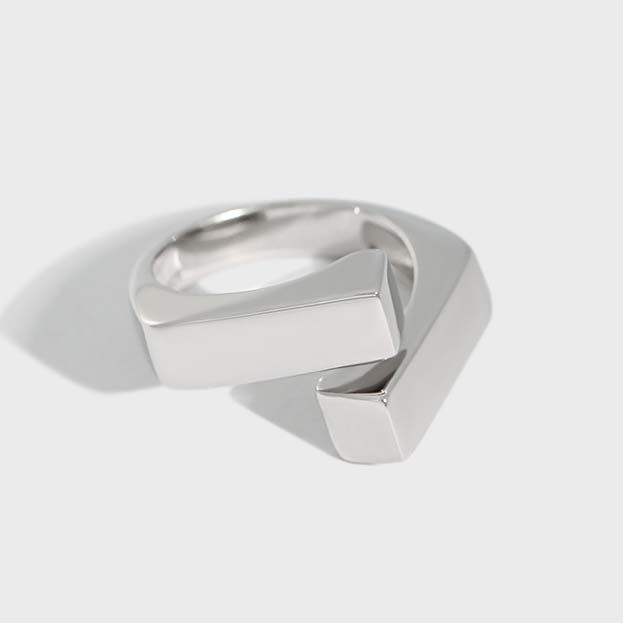 Lovcia Geometry Cross Adjustable Ring Gold Plated 925-Rings-Yellow Gold-Yellow Gold