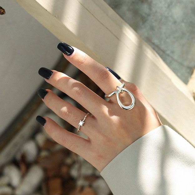 Lovcia Geometry Cube 925 Sterling Silver Adjustable Ring-Rings-