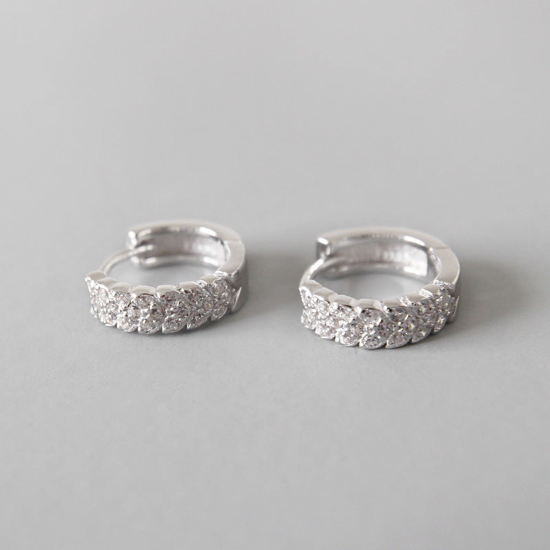 Lovcia Geometry CZ Circle 10mm 925 Silver Huggie Earrings-Earrings-Rhodium-Rhodium