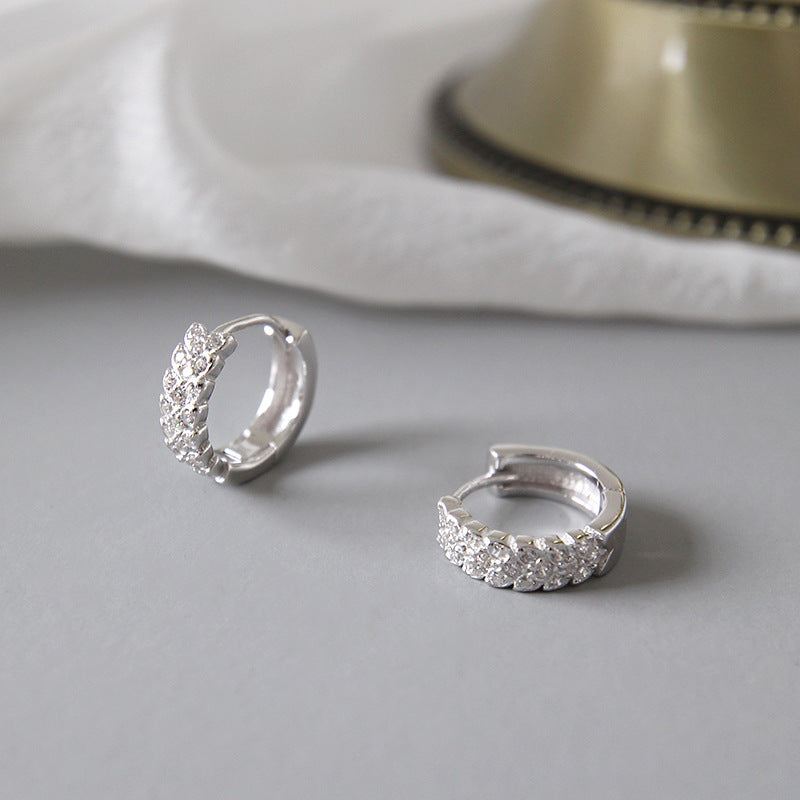 Lovcia Geometry CZ Circle 10mm 925 Silver Huggie Earrings-Earrings-Rhodium-Rhodium