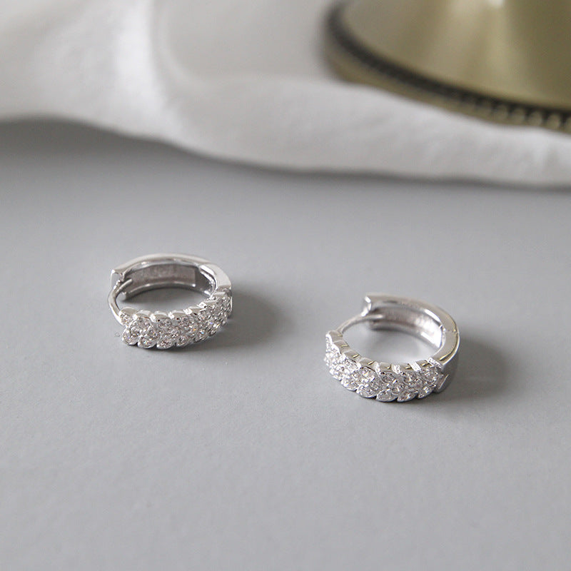 Lovcia Geometry CZ Circle 10mm 925 Silver Huggie Earrings-Earrings-Rhodium-Rhodium