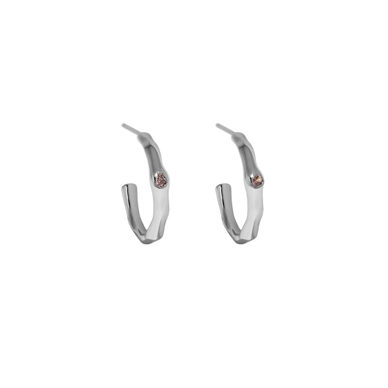 Lovcia Geometry CZ Circle 19mm Hoop Earrings Silver-Earrings-Pink CZ-Pink CZ