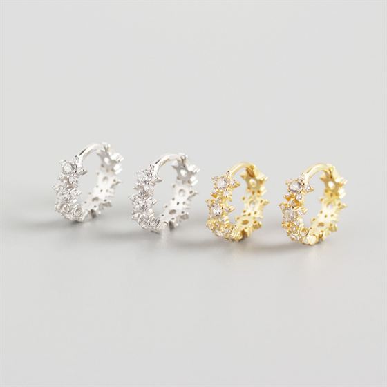 Lovcia Geometry CZ Gold 925 Sterling Silver Huggie Hoops-Earrings-Yellow Gold-Yellow Gold