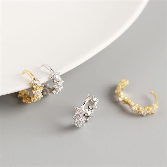 Lovcia Geometry CZ Gold 925 Sterling Silver Huggie Hoops-Earrings-Yellow Gold-Yellow Gold