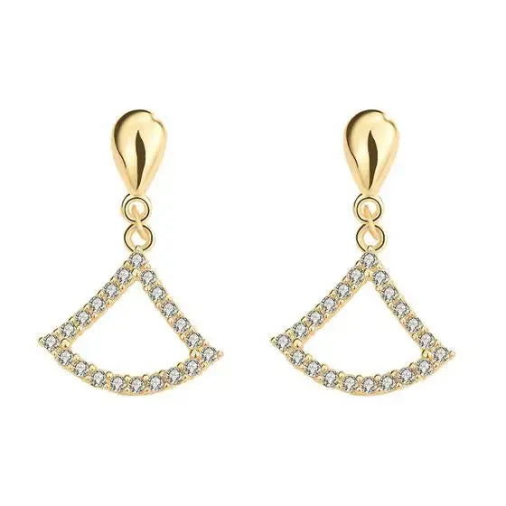 Lovcia Geometry CZ Hollow Triangle 925 Sterling Silver Dangling Earrings-Earrings-Yellow Gold-Yellow Gold
