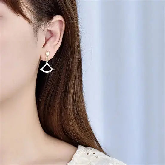 Lovcia Geometry CZ Hollow Triangle 925 Sterling Silver Dangling Earrings-Earrings-Yellow Gold-Yellow Gold