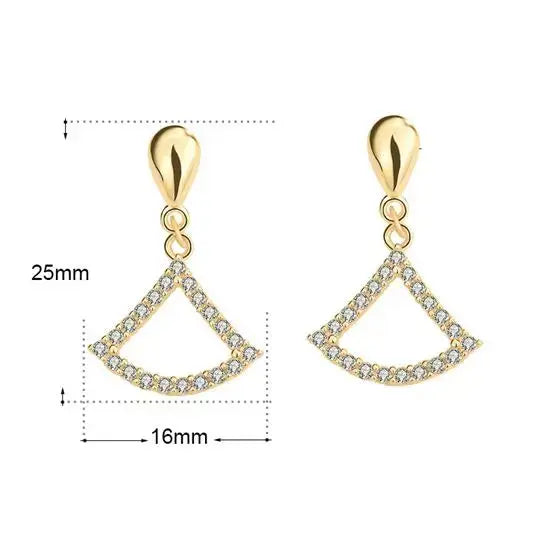 Lovcia Geometry CZ Hollow Triangle 925 Sterling Silver Dangling Earrings-Earrings-Yellow Gold-Yellow Gold