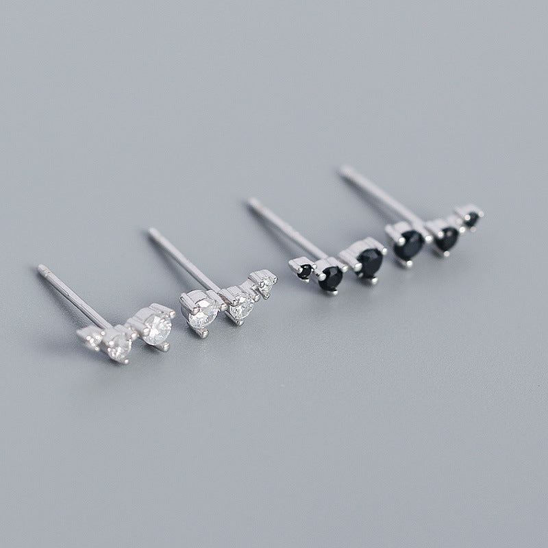 Lovcia Geometry CZ Lines 925 Sterling Silver Stud Earrings-Earrings-Yellow Gold & White CZ-Yellow Gold & White CZ
