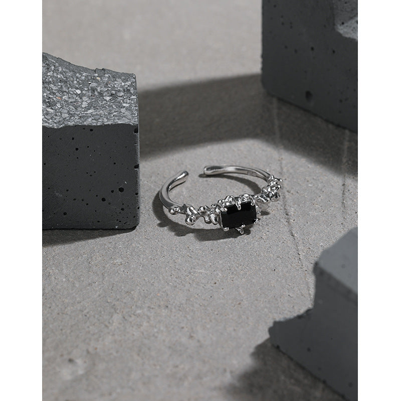 Lovcia Geometry CZ Rectangle Adjustable Sterling Silver Ring-Rings-White Cz-White Cz