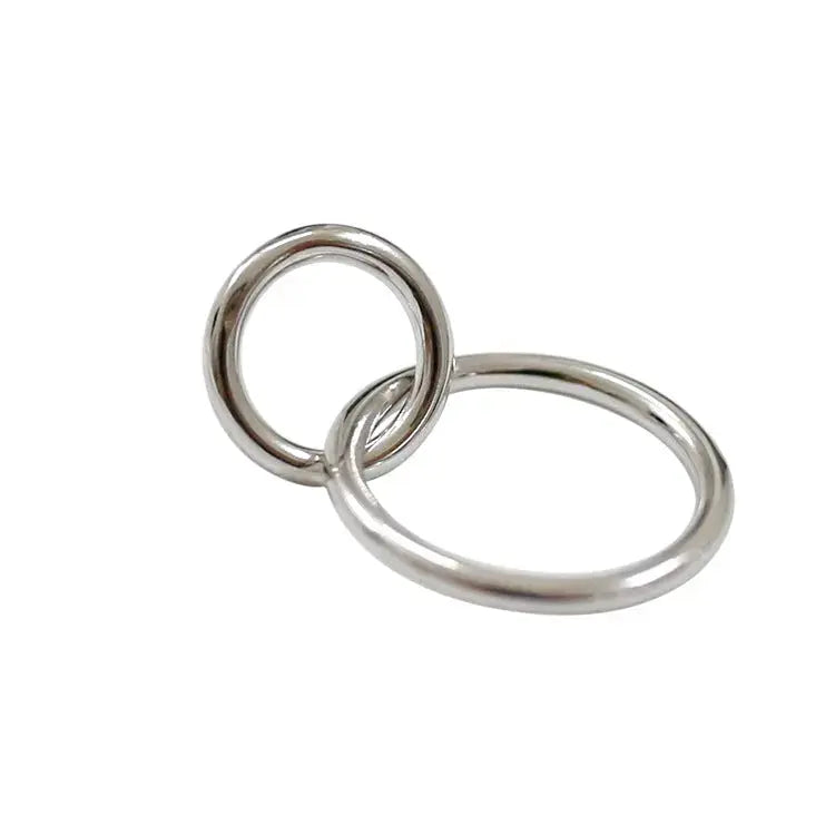 Lovcia Geometry Double Loops 925 Sterling Silver Stud Earrings-Earrings-Rhodium-Rhodium