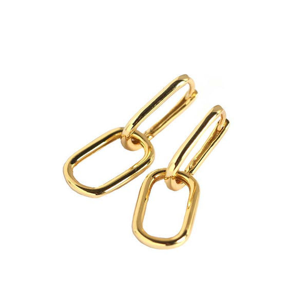 Lovcia Geometry Ellipse Chain Hoop Earrings Gold 28.7mm-Earrings-Silver-Silver