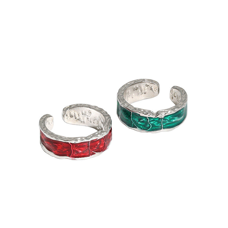 Lovcia Geometry Epoxy Open Adjustable Gold Ring 925-Rings-Yellow Gold & Red-Yellow Gold & Red