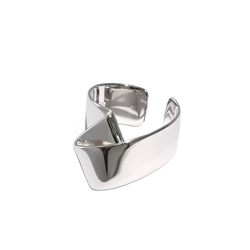 Lovcia Geometry Folds 925 Sterling Silver Adjustable Ring-Rings-Yellow Gold-Yellow Gold