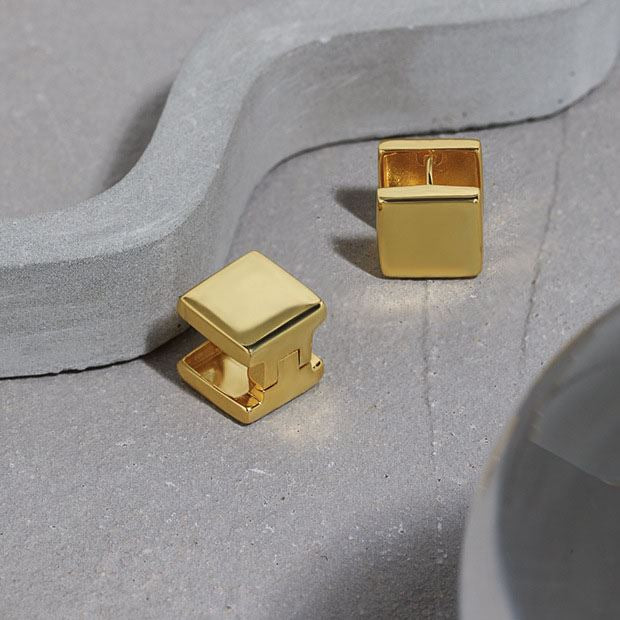 Lovcia Geometry Gold Double Square Hoop Earrings 11mm-Earrings-Yellow Gold-Yellow Gold