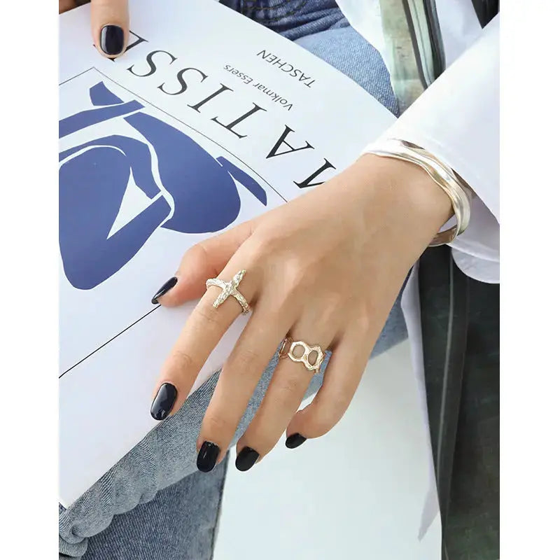 Lovcia Geometry Hollow Holes 925 Sterling Silver Adjustable Ring-Rings-Rhodium-Rhodium