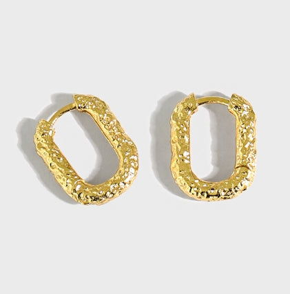 Lovcia Geometry Hollow Oval Hoop Earrings 6x10.6mm Gold-Earrings-Yellow Gold-Yellow Gold