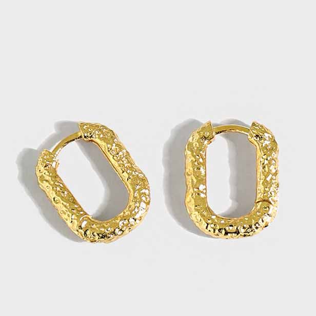 Lovcia Geometry Hollow Oval Hoop Earrings 6x10.6mm Gold-Earrings-Yellow Gold-Yellow Gold