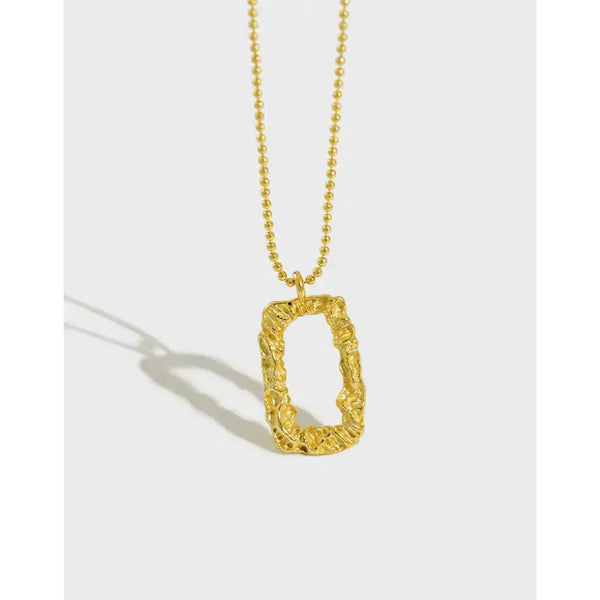 LOVCIA Geometry Hollow Rectangle 925 Sterling Silver Necklace