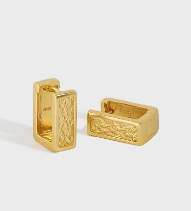 Lovcia Geometry Hollow Rectangle Hoop Earrings Gold 6x10mm-Earrings-Yellow Gold-Yellow Gold