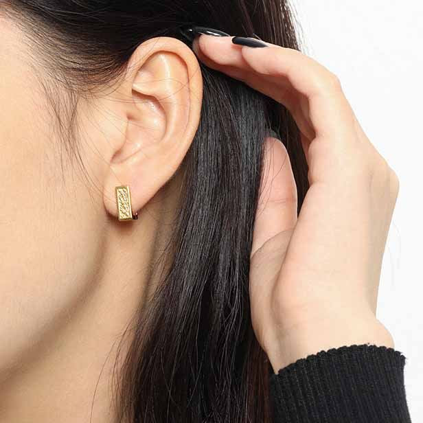Lovcia Geometry Hollow Rectangle Hoop Earrings Gold 6x10mm-Earrings-Yellow Gold-Yellow Gold