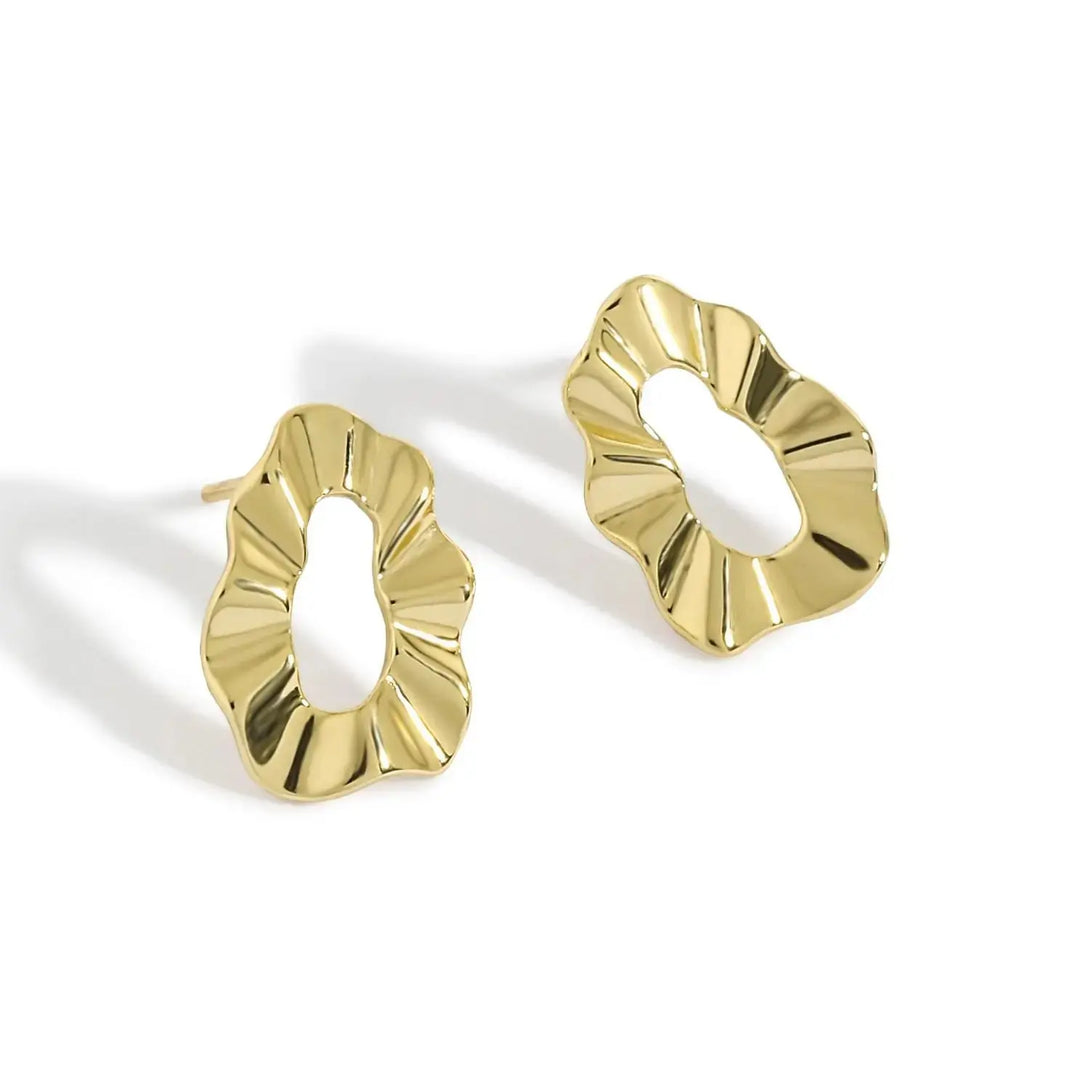 Lovcia Geometry Hollow Round Wave Paper 925 Sterling Silver Stud Earrings-Earrings-Silver-Silver