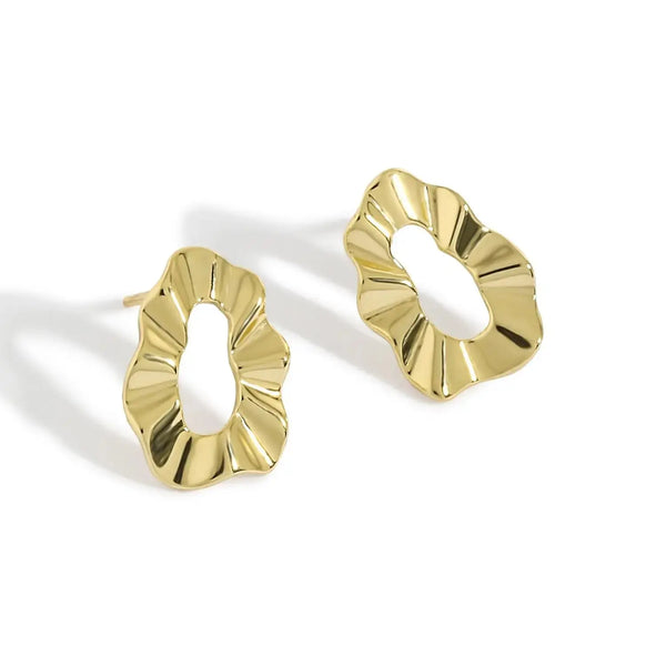 Lovcia Geometry Hollow Round Wave Paper 925 Sterling Silver Stud Earrings-Earrings-Silver-Silver
