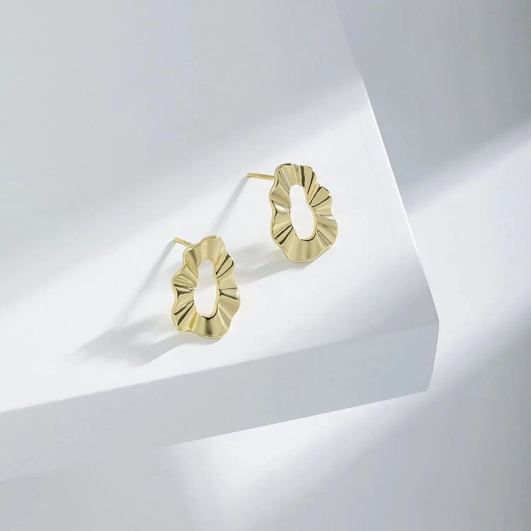 Lovcia Geometry Hollow Round Wave Paper 925 Sterling Silver Stud Earrings-Earrings-Silver-Silver