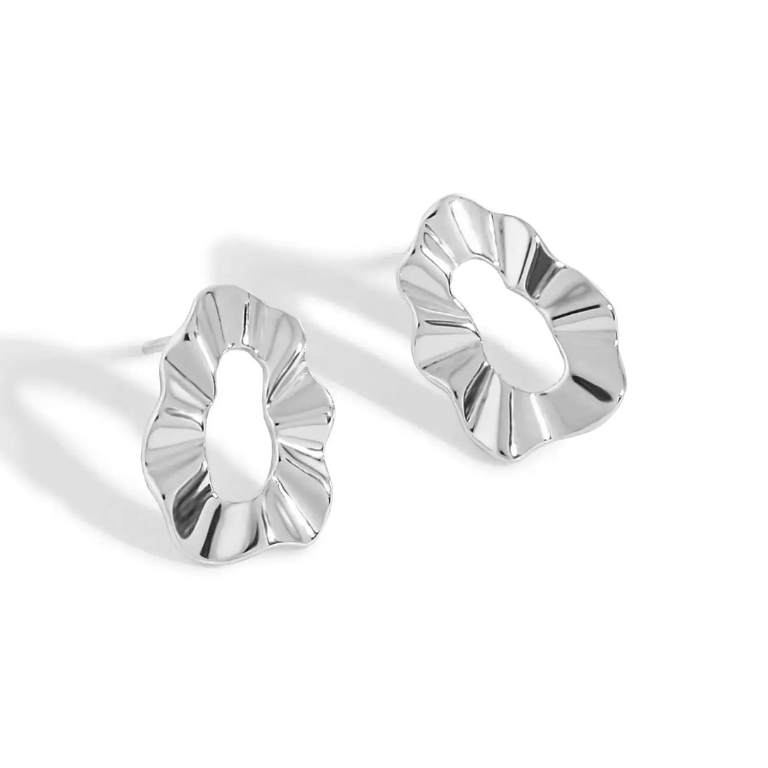 Lovcia Geometry Hollow Round Wave Paper 925 Sterling Silver Stud Earrings-Earrings-Silver-Silver