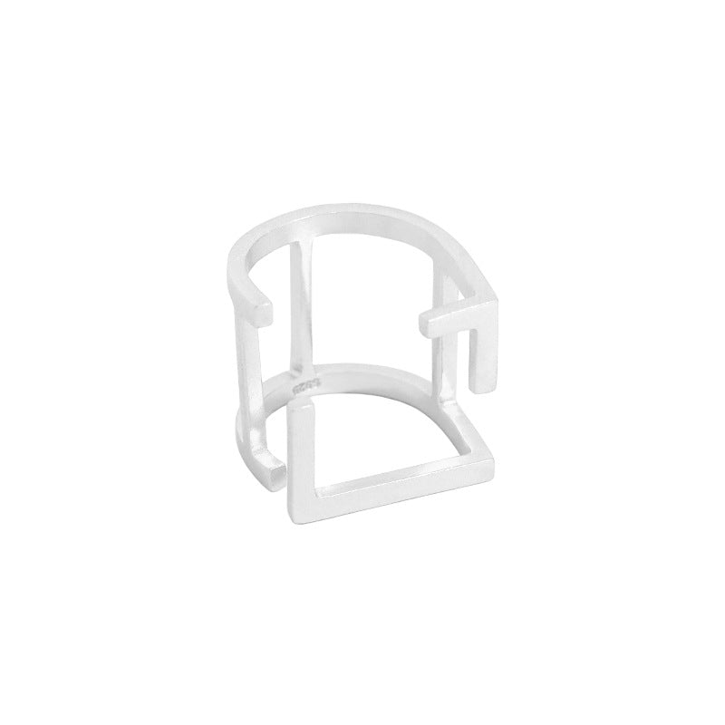 Lovcia Geometry Hollow Square Adjustable Ring Gold Tone-Rings-Rhodium-Rhodium