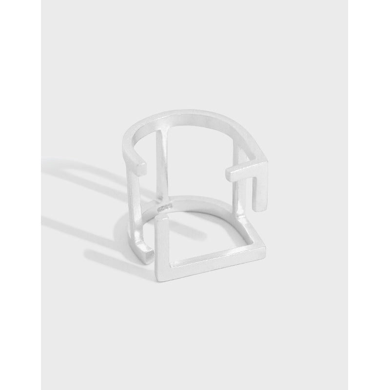 Lovcia Geometry Hollow Square Adjustable Ring Gold Tone-Rings-Yellow Gold-Yellow Gold